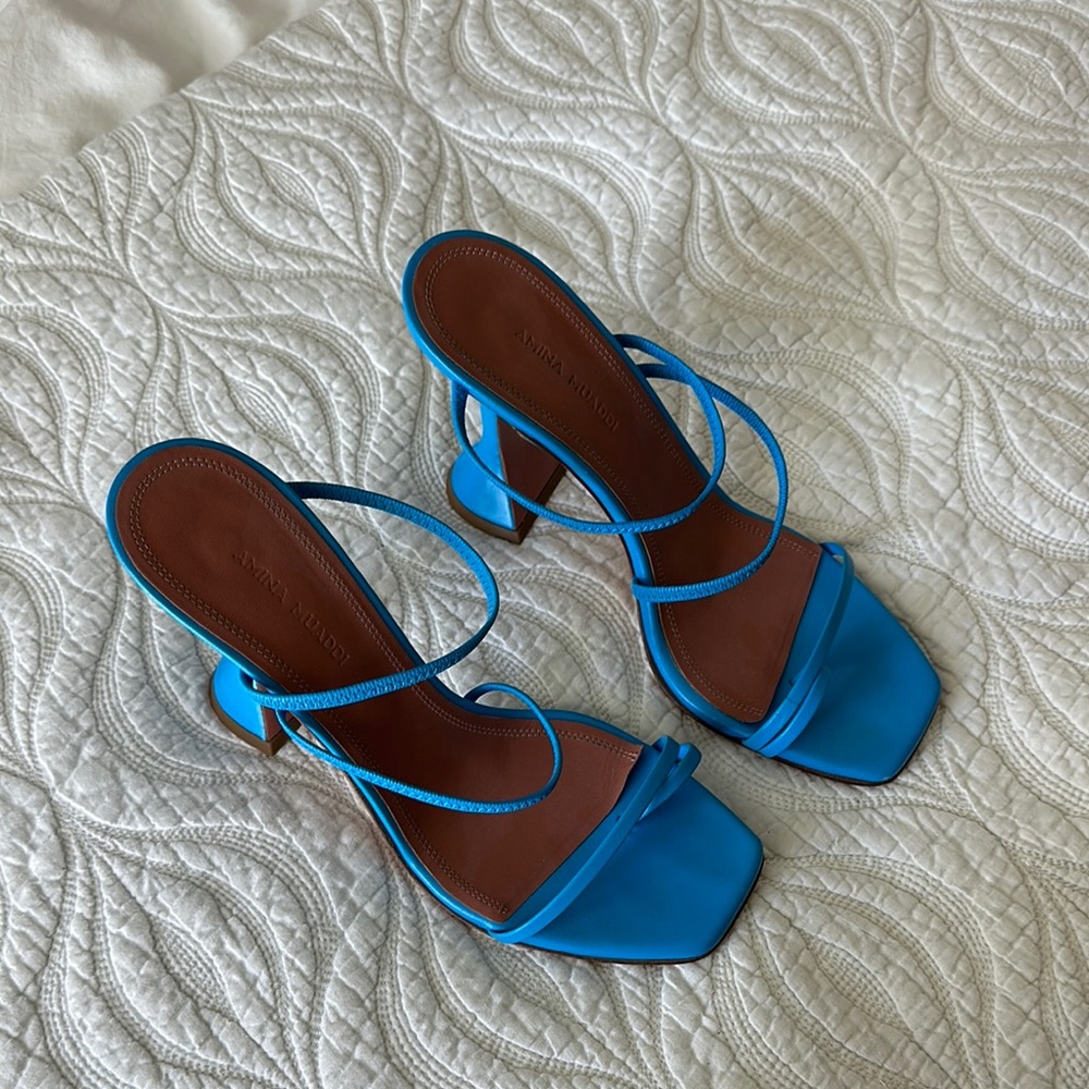 AMINA MUADDI Naima Nappa Blue Sandal